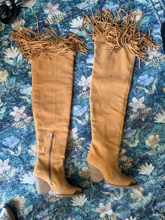 Spell Shoes - Spell Fringe Over-the-Knee Women's Boots - Tan